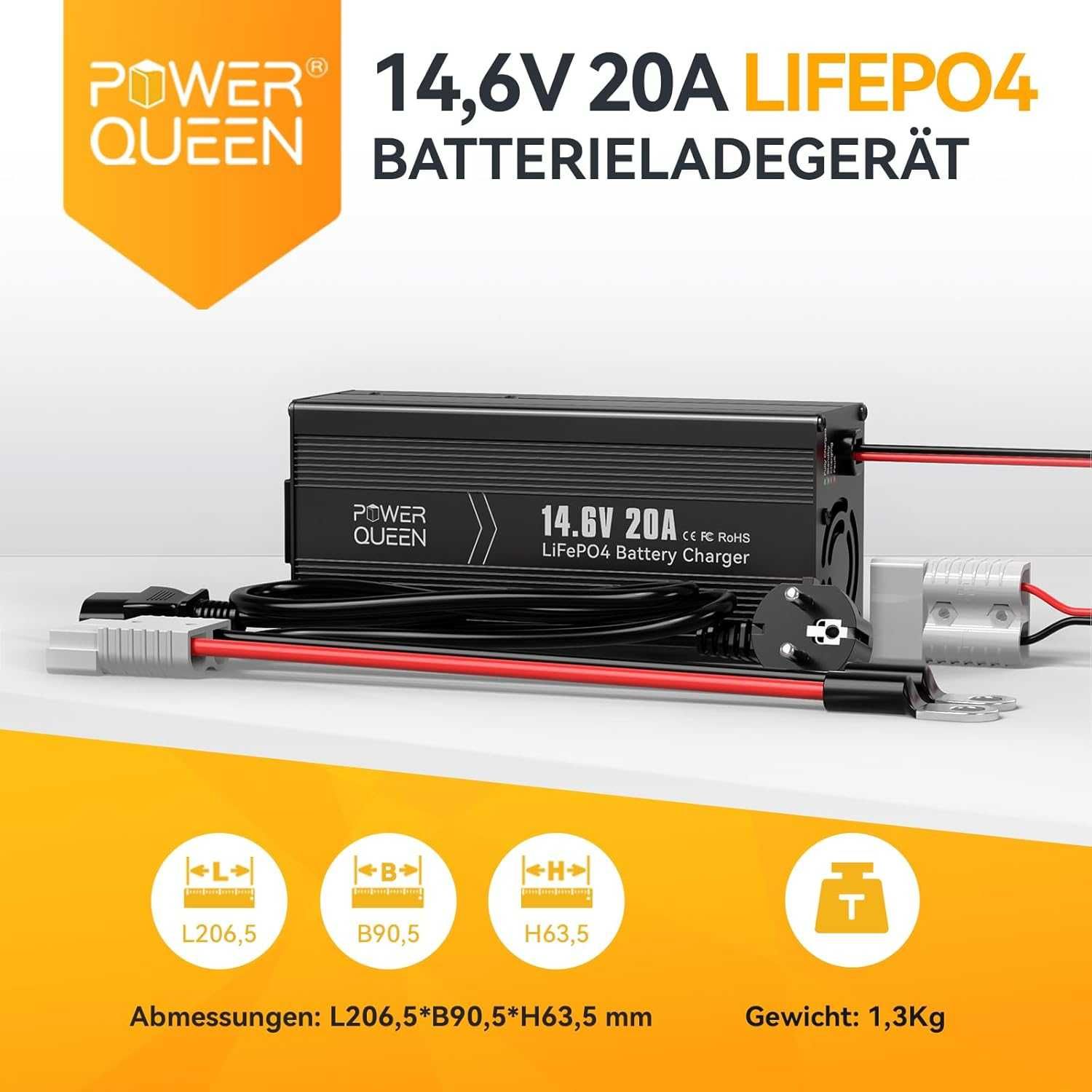 Зарядное устройство Power Queen 20 А LiFePO4 Зарядка для аккумулятора