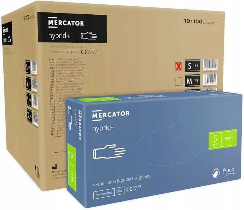 Rękawice Winylowe-Nitrylowe Bezpud. 100 Szt. Nieb. 7-S Hybrid +10 Kpl.
