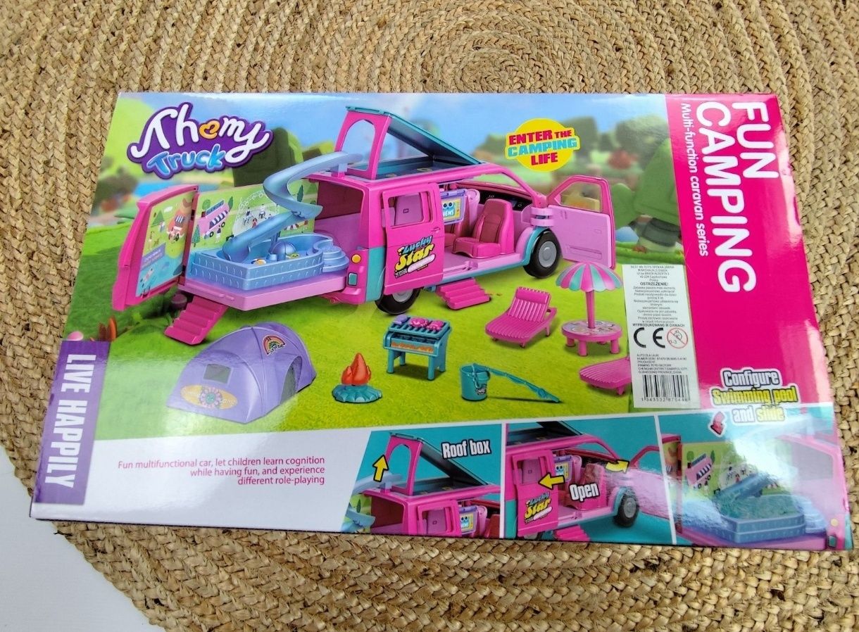 Lalka nowa jak Barbie z samochodem kamper kamperem z akcesoriami
