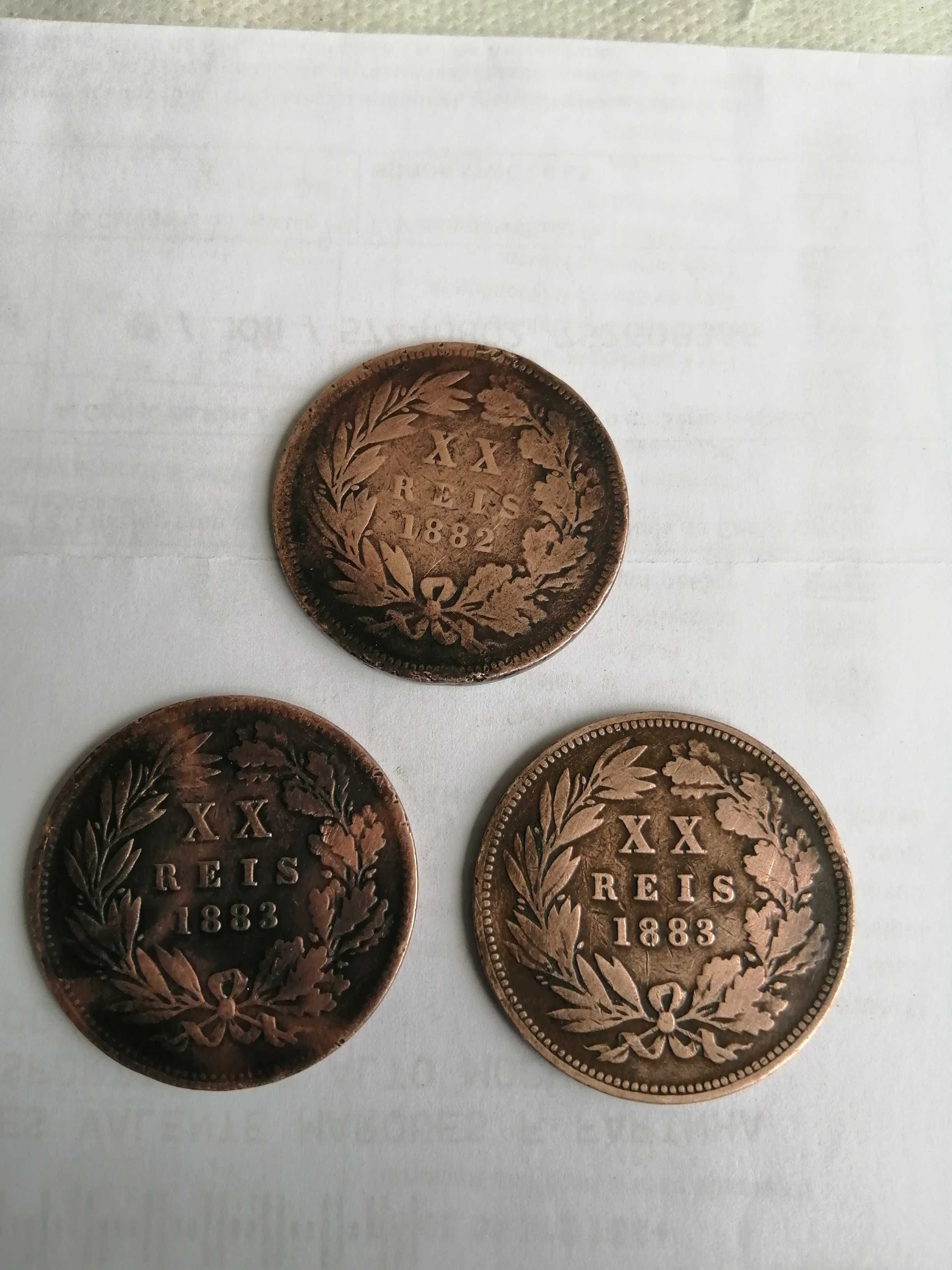 Moedas de XX réis de D. Luís 1882 /83 /84 /85