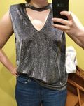 Metaliczny top Bez rękawów Choker r. 38