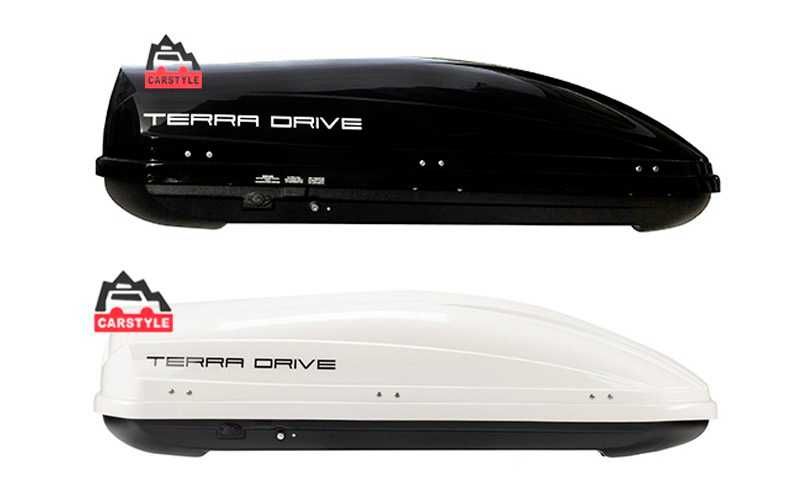 Автобокс на крышу Terra Drive 440 черный белый глянец 175*85*44 уценки