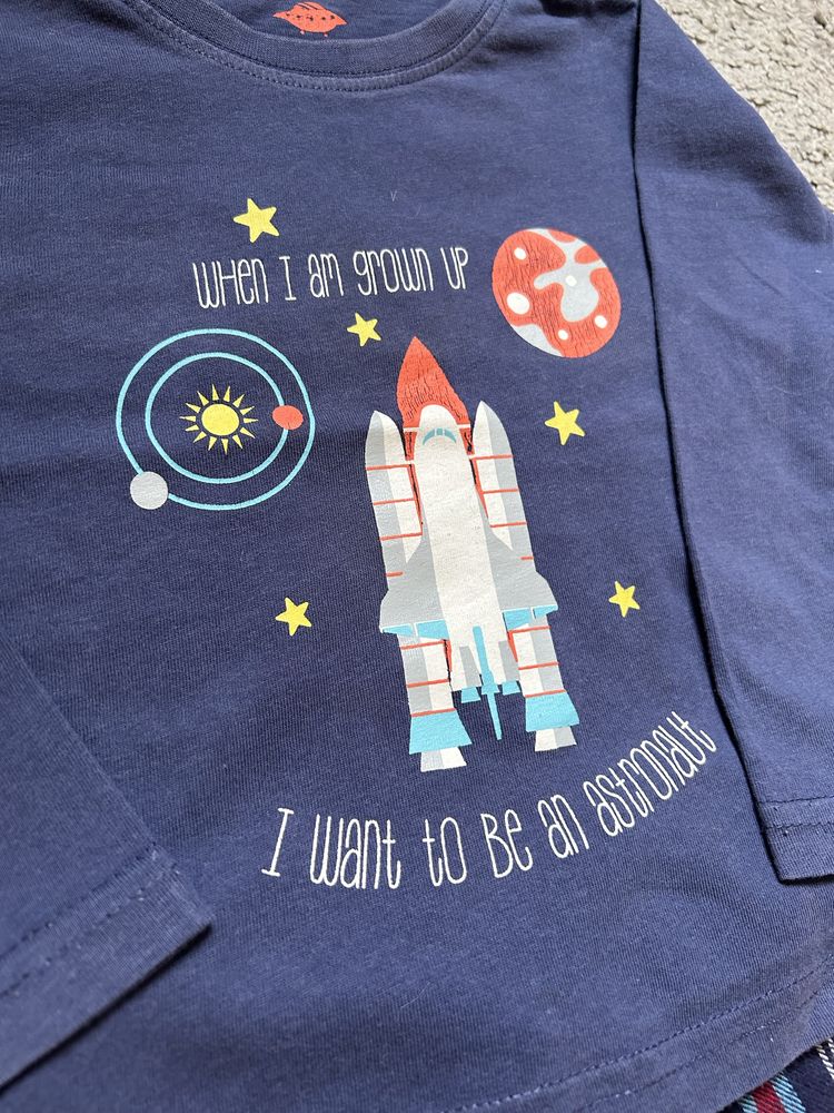 Piżama chłopięca 86/92 z długim rękawem rakieta kosmos Lupilu