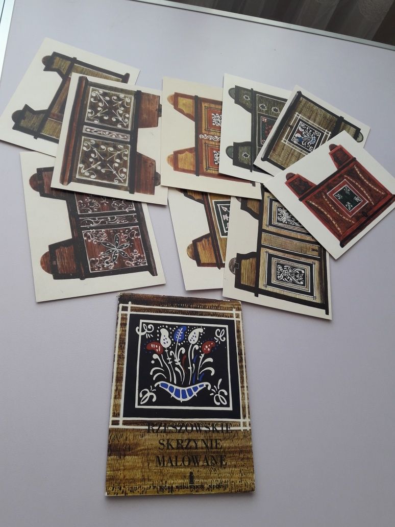 Rzeszowskie skrzynie malowane 9 pocztówek plus obwoluta 1965 rok