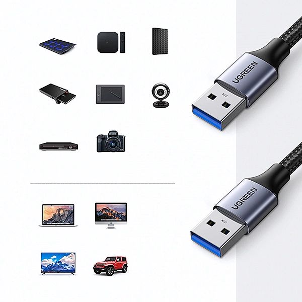 Ugreen kabel przewód USB - USB 3.0/5Gb/s 2m szary (US373)