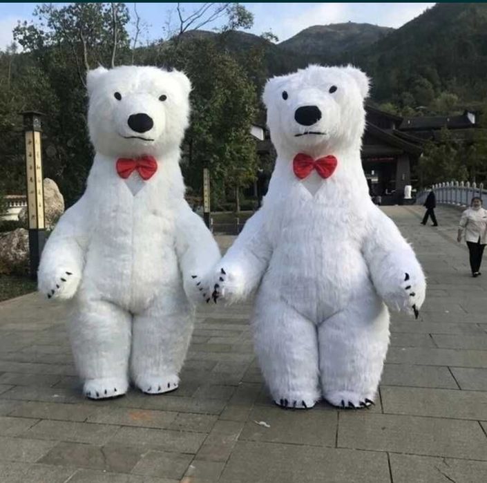 DMUCHANY BIAŁY MIŚ KOSTIUM 2,6M XXL na imprezy – NOWY, sprz. prywatna