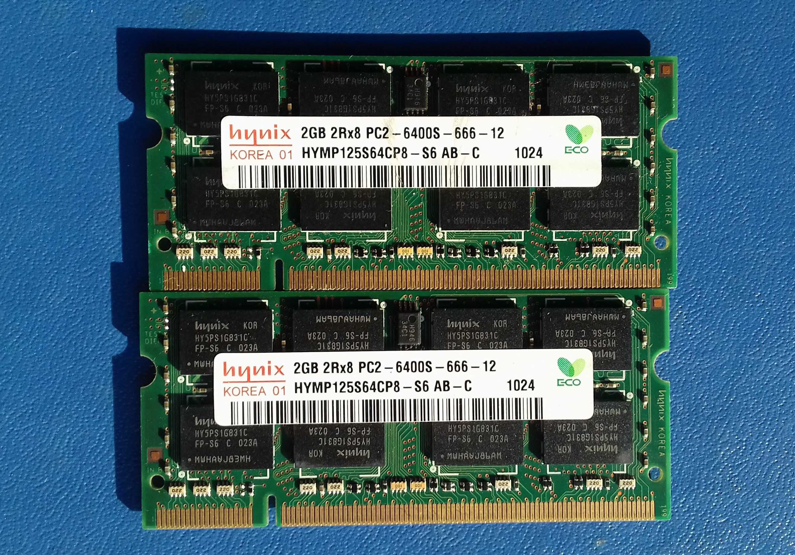 Память ноутбучная So-DDR2 Hynix  4Gb (2Gbx2шт) 2RX8 PC2-6400