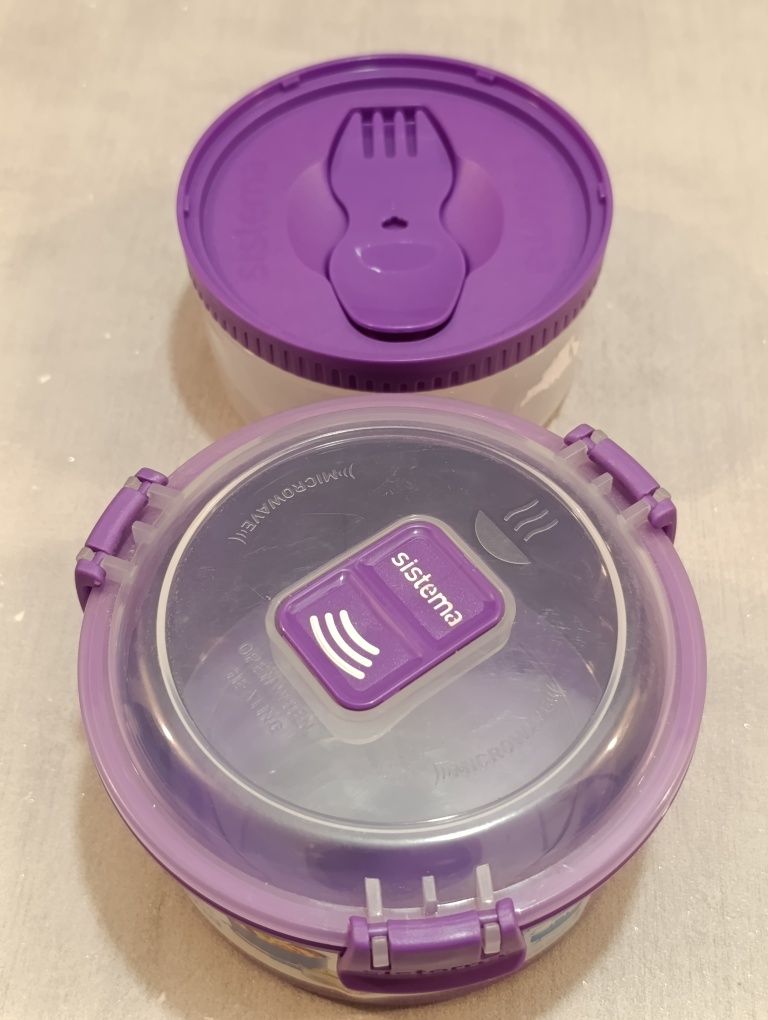Lunch box dwupoziomowy z widelcem 965ml