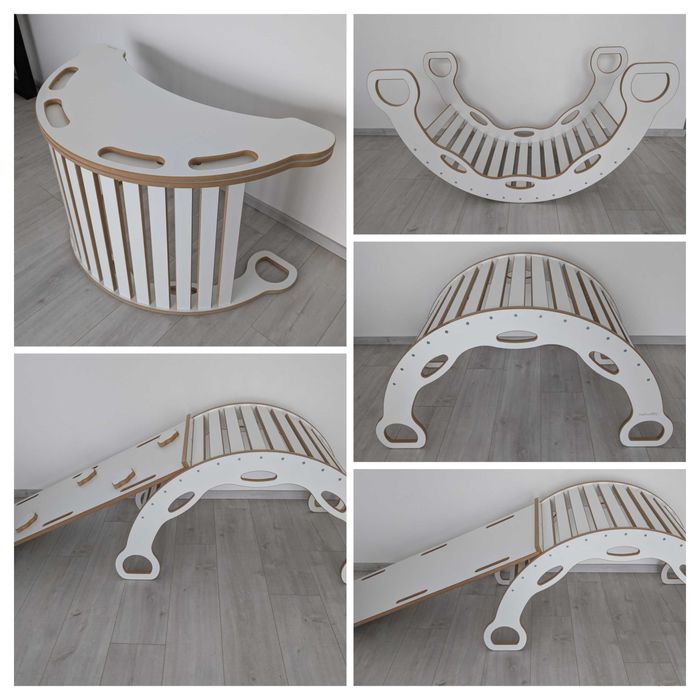 Tuptiwood 3w1 duży bujak montessori ze zjeżdżalnią i blatem