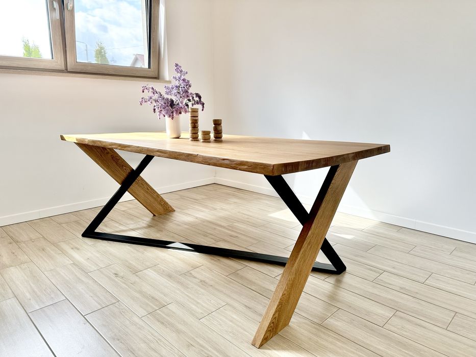 Oryginalny dębowy stól 200x95 loftowy