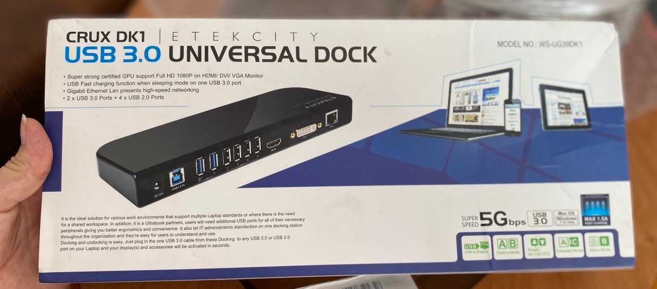 Uniwersalna stacja dokująca USB 3.0 DUAL VIDEO WS-UG39DK1 ETEKCITY