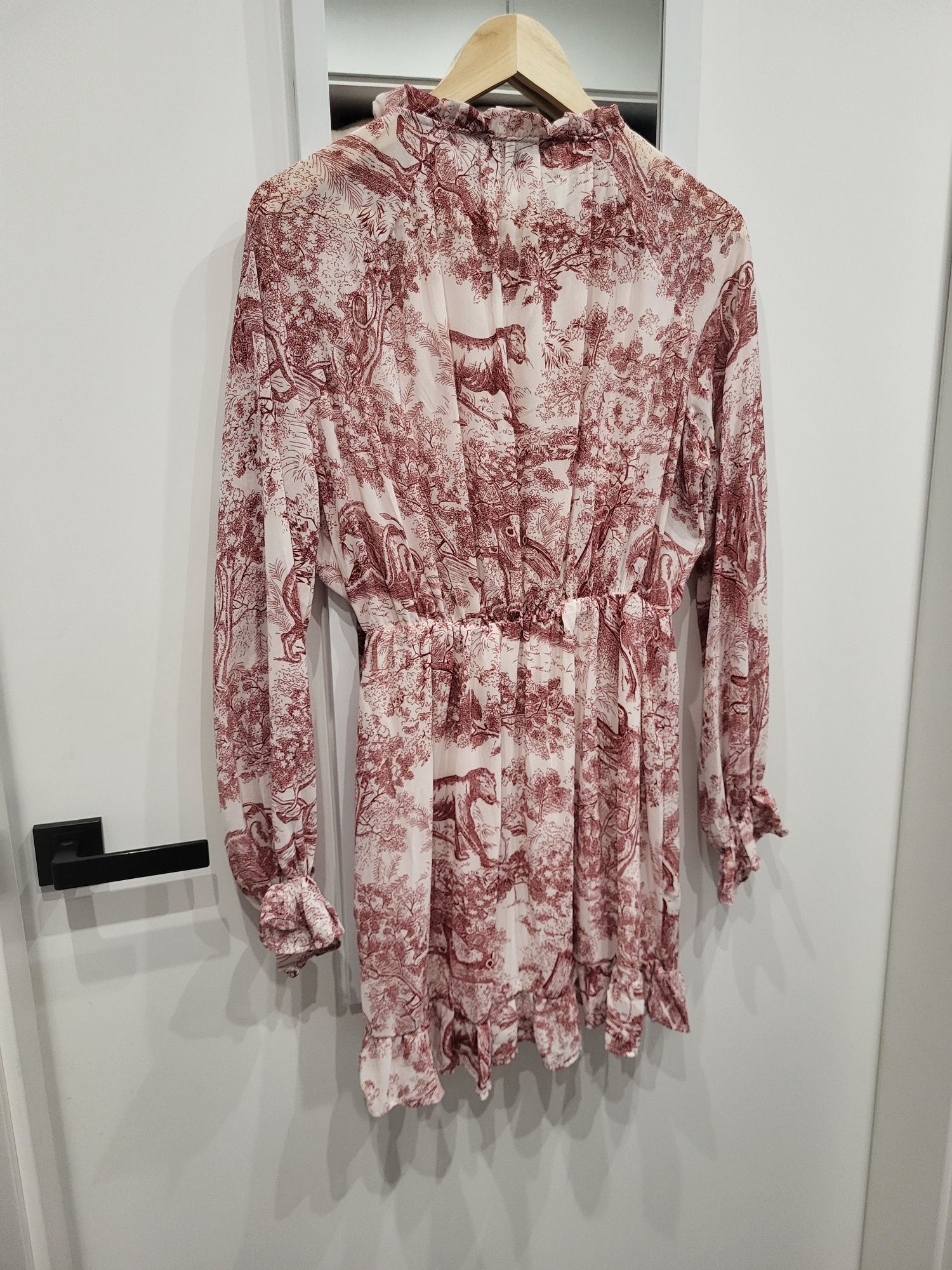 Sukienka S M missguided szyfonową lekka zara rozkloszowana mini
