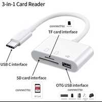 Переходник адаптер хаб Type-C SD/TF USB-C Card Reader Hub кардридер