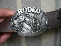 кожаный ремень с пряжкой Rodeo Americas Sport  made in USA