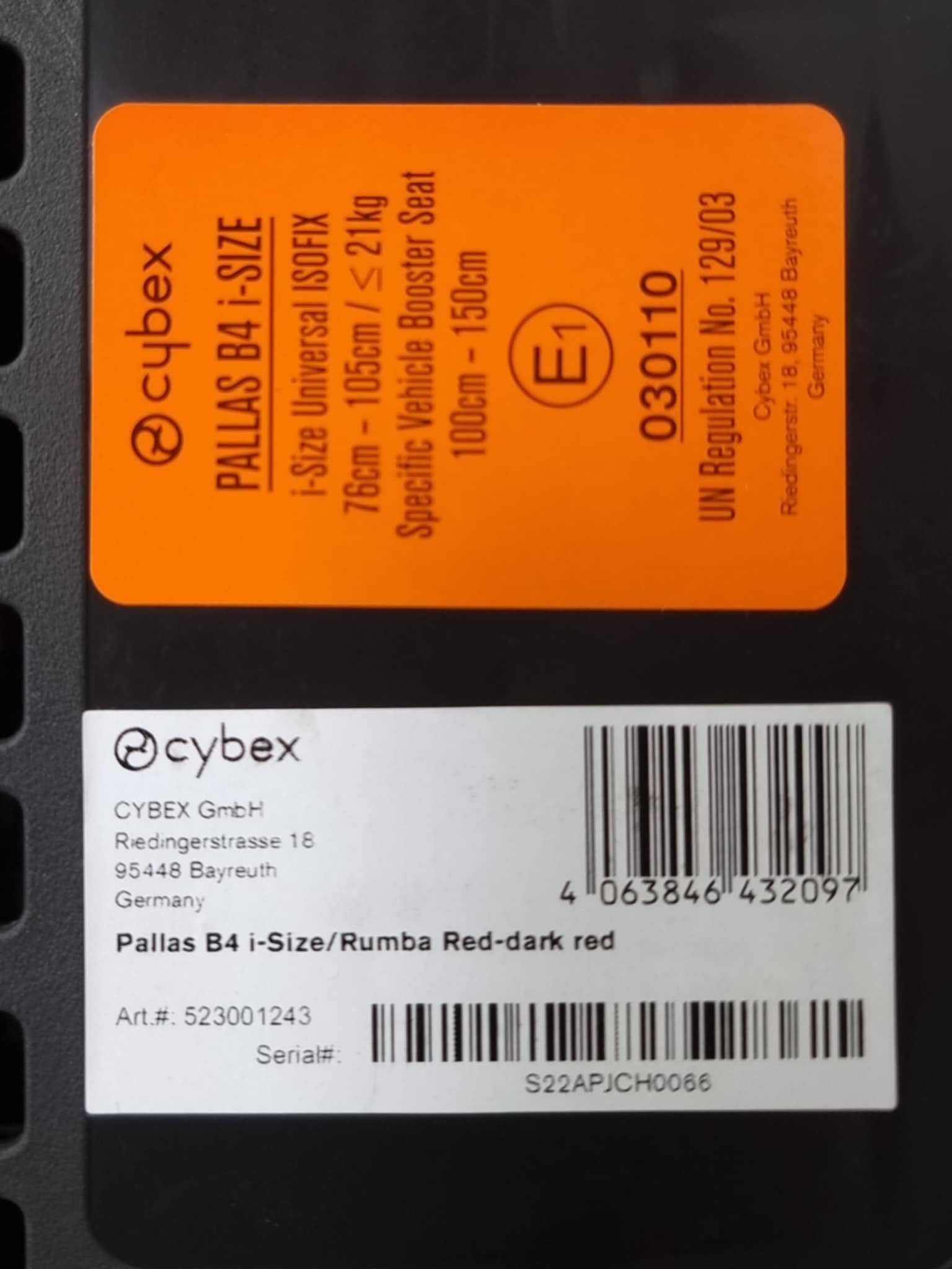 NOWY Fotelik Cybex Pallas B4 i-Size isofix 76-150 cm 9-50 kg Rumba Red