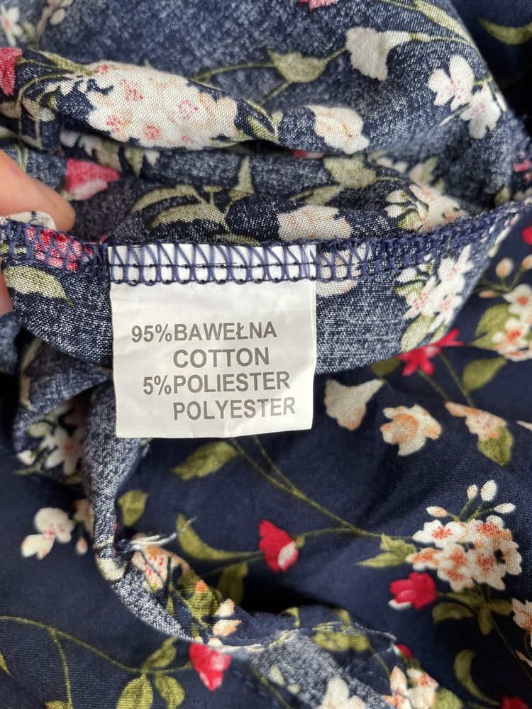 Sukienka letnia Maxi w kwiaty granatowa nowa bawełna XS S ciążowa