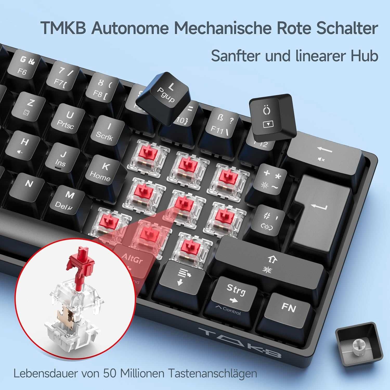 TMKB T61SE-D Mechaniczna klawiatura gamingowa Red Switch czarna