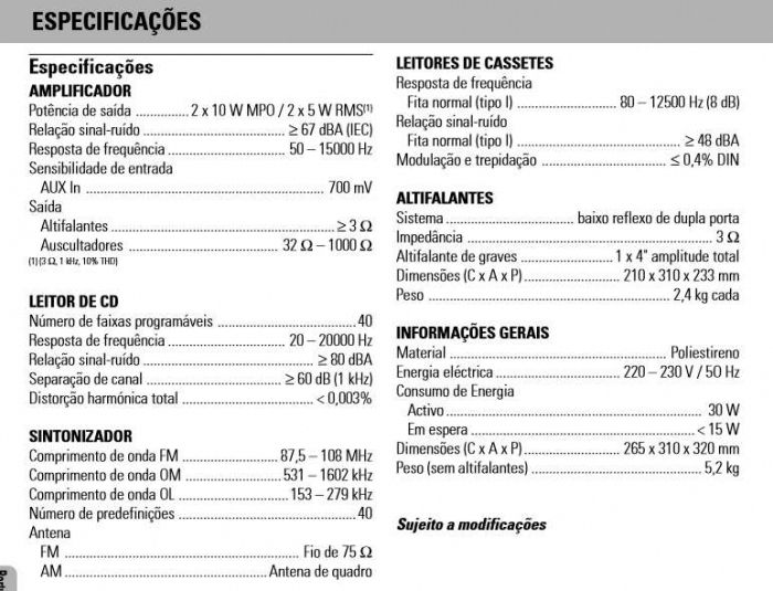 Aparelhagem Mini Hifi System Philips FW-C10