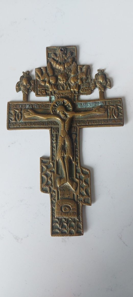 Krzyż prawosławny mosiądz antyk