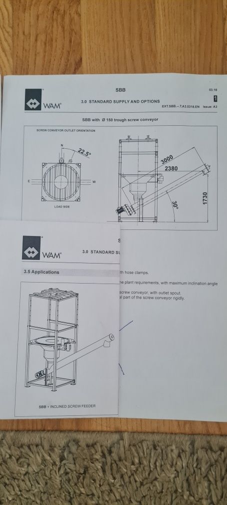 Stacja dozowania big bag podajnik ślimakowy