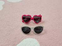 Okulary przeciwsłoneczne z brokatem różowe serduszka