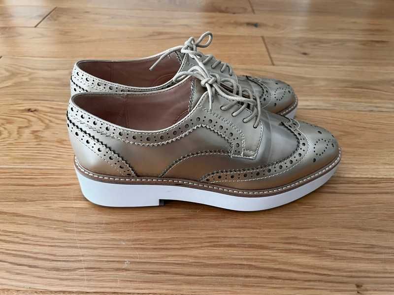 Buty złote Oksfordki Zara 38