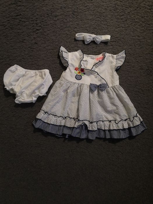 Baby c rozkloszowana sukienka dla dziewczynki zestaw komplet opaska.