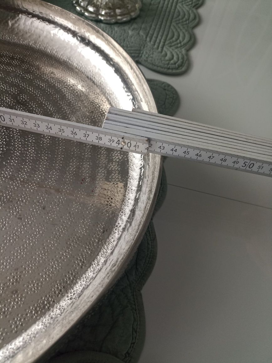 Piękna duża taca glamour srebrna metal jak Belldeco