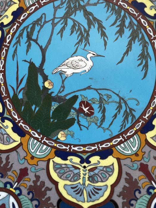 Японская настенная тарелка клуазоне, 31см