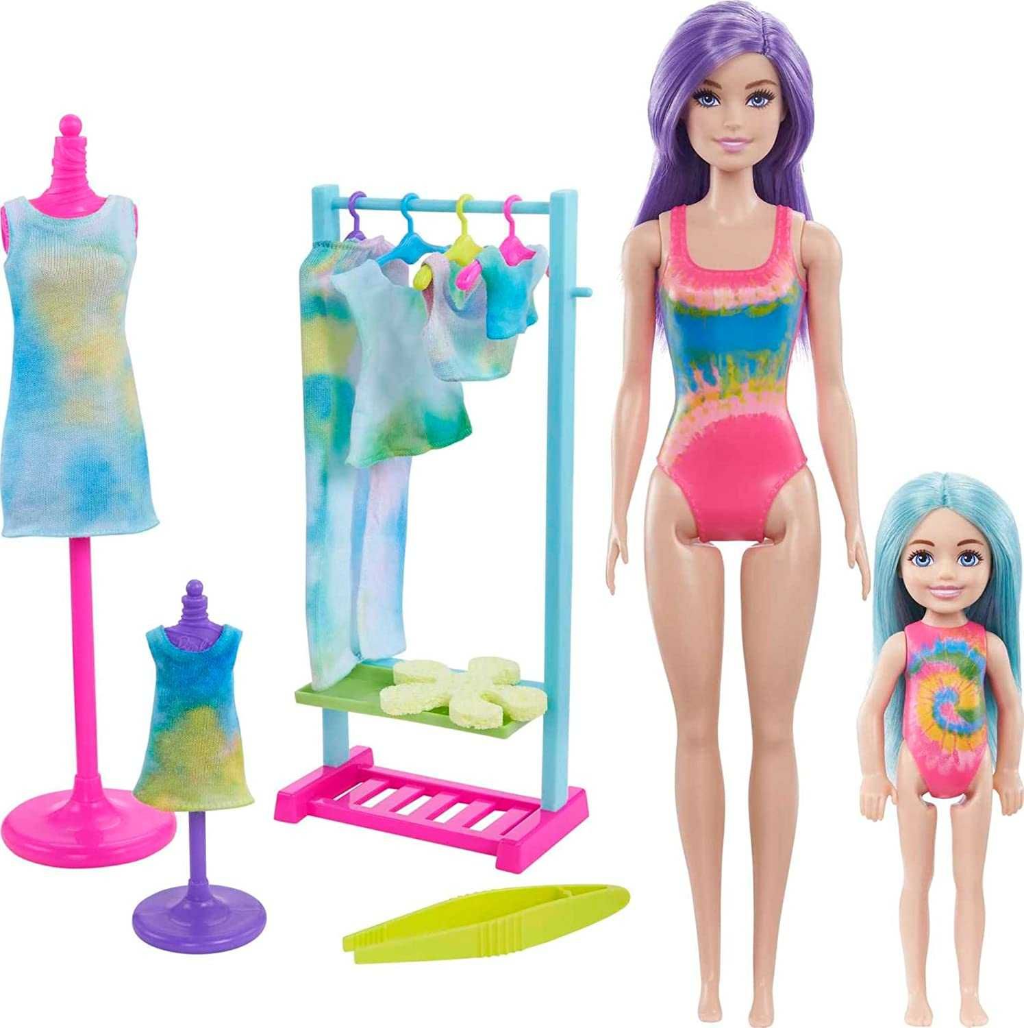 Барби и Челси 50 аксессуаров Barbie Color Reveal Gift Set TieDye HCD29