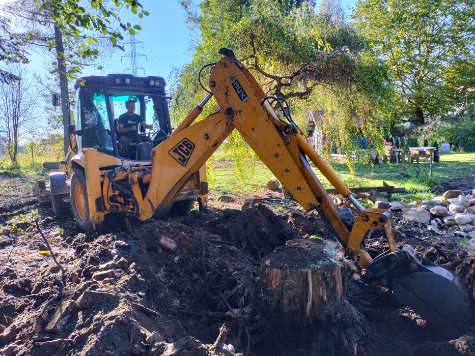 Koszenie zarośli, wycinka drzew, mulczowanie, usuwanie karp