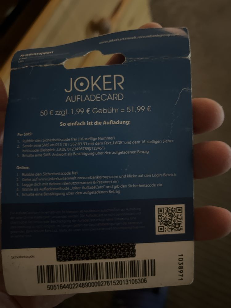 Joker online MasterCard karta doładowująca