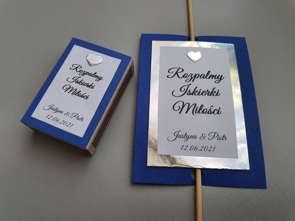 Iskierki miłości etykiety zimne ognie wesele, etykieta + zapałki