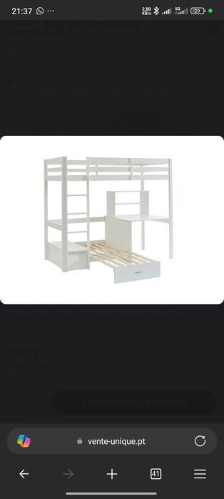 Beliche / cama alta com secretária e sofá cama como novo