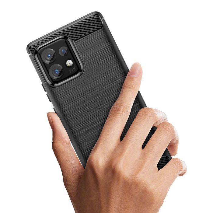 Etui silikonowe Carbon Case do Motorola Edge 40 Pro - czarne