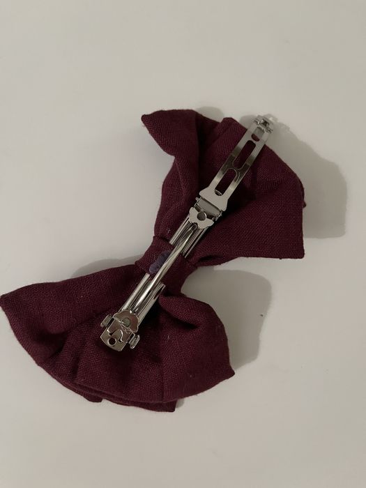 Kokarda spinka do włosów duża bordowa lniana nowa