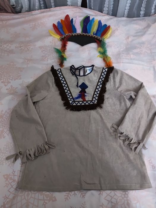 Strój przebranie indianin Indianka bluza pióropusz roz 152 cm unisex