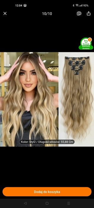 Włosy błond doczepiane na spinki gęste loki 50,8 cm