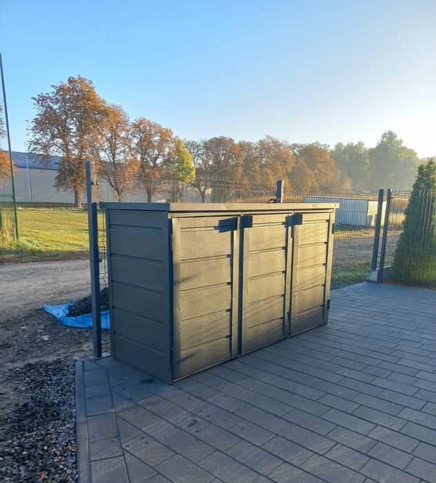 Zabudowa Koszy Na Śmieci Wiata Obudowa 207X80X120 Cm 3X240L Tkd603