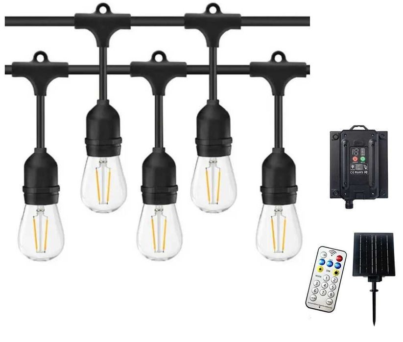 Гірлянда LED на Сонячній батареї Edison 10 лампочок з підзарядкою