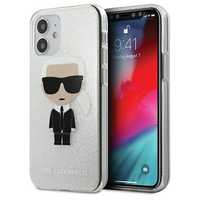 Etui Karl Lagerfeld Ikonik iPhone 12 Mini 5,4" Srebrne z Glitterem