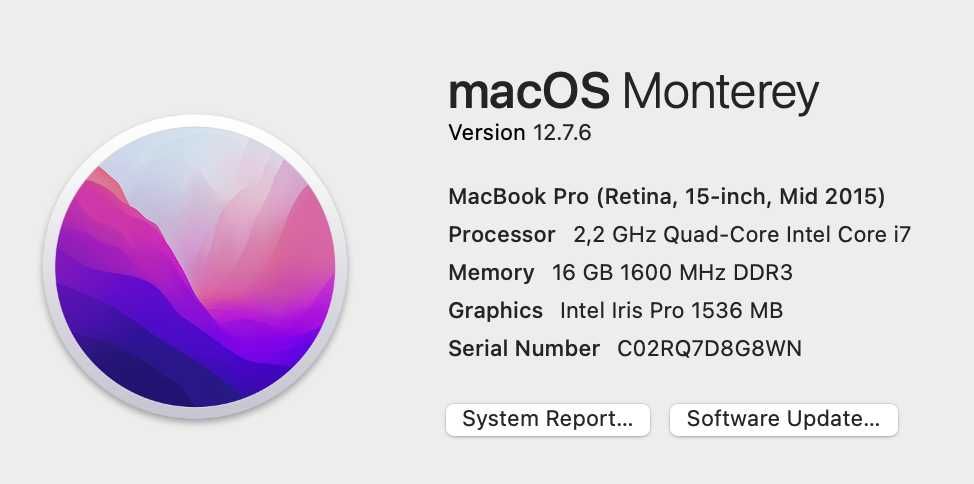 MacBook Pro 15" Retina (Mid 2015), i7 / 16 ГБ / SSD 256GB