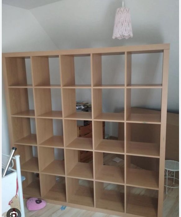 Regał ikea Kalax półki sosnowe jasne 182x182
