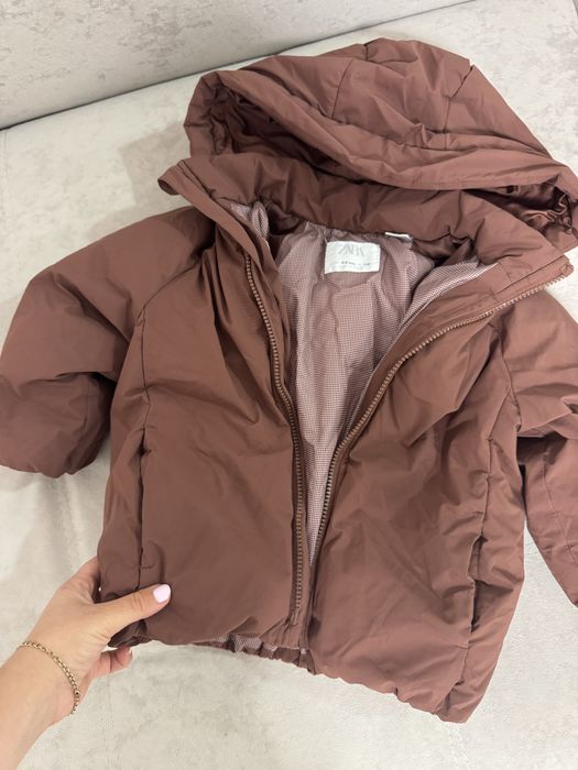 Продам теплий пуффер куртка zara коричнева 4 - 5 років