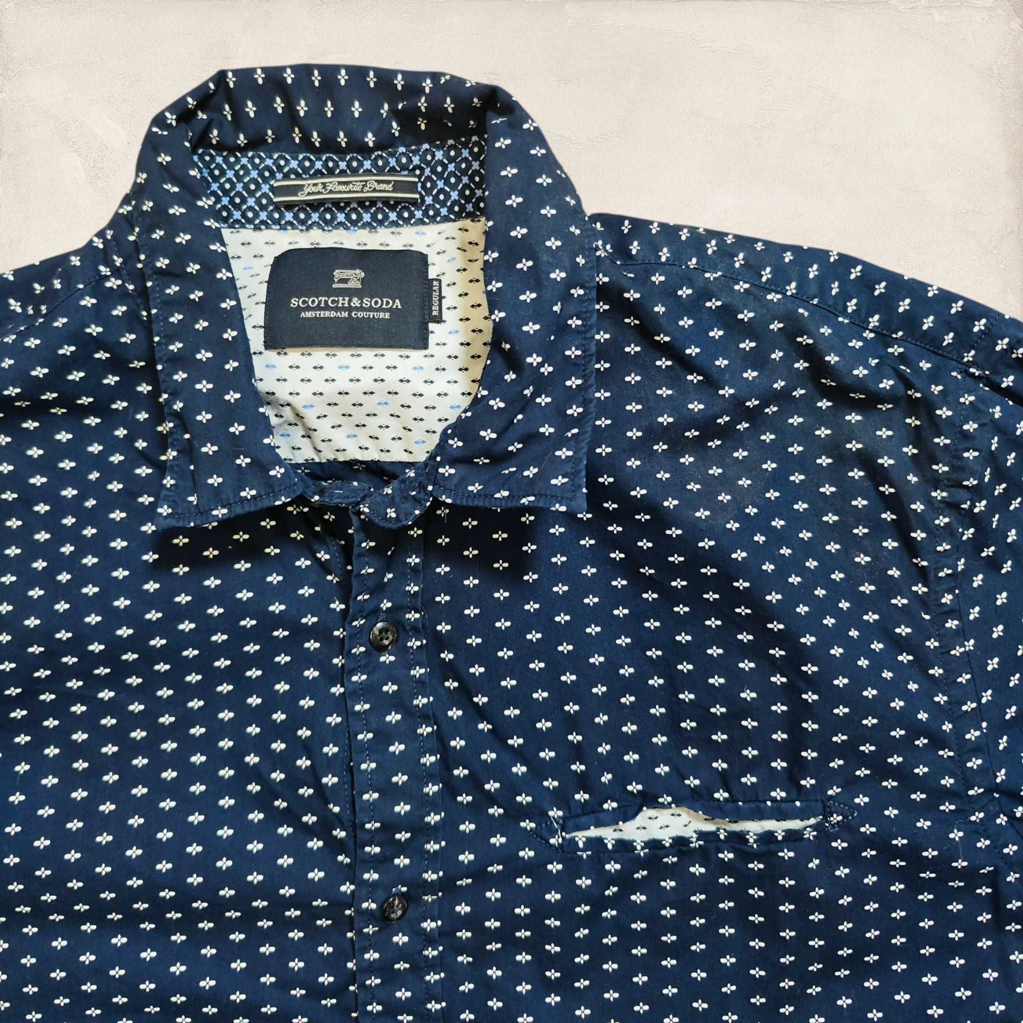 Scotch & Soda regular koszula granatowa w białe wzorki L