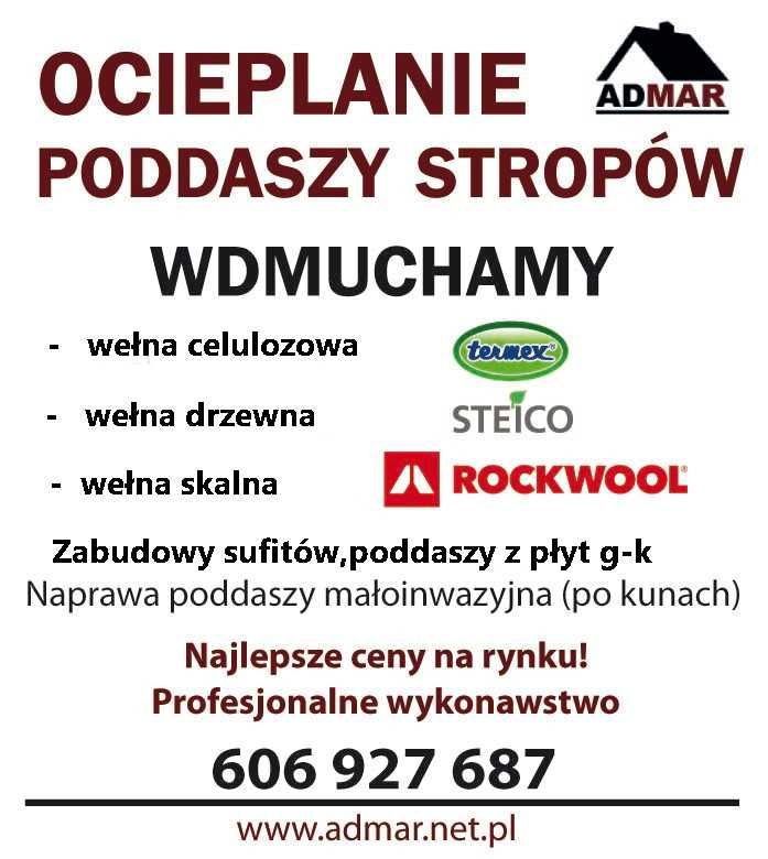 Ocieplenia  wełną Knauf Supafil celulozą Termex izolacje wdmuchiwane