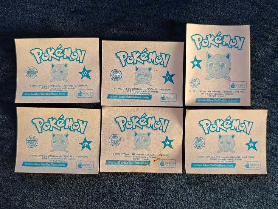 Naklejki Pokemon Merlin collections duże 6 sztuk
