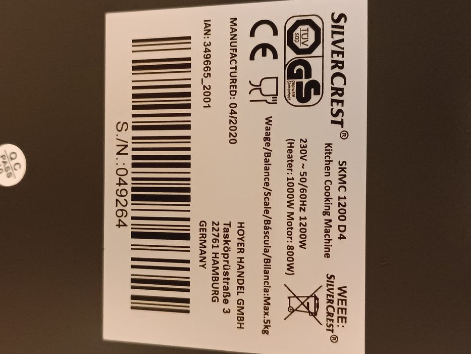 Lidlomix Silvercrest Monsieur Cuisine Connect SKNC 1200 D4 robot kuche