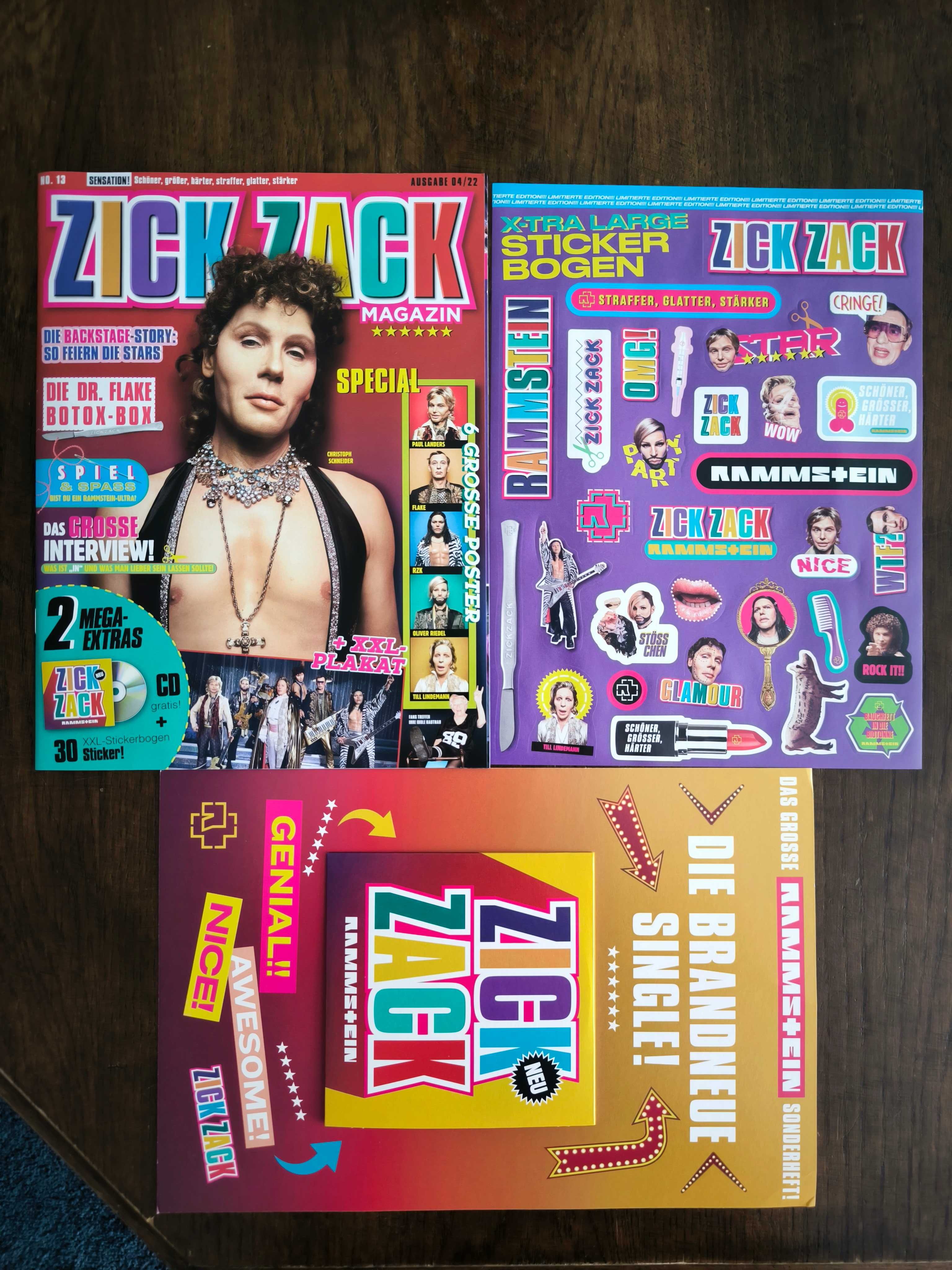 Nowy Magazyn Zick Zack Rammstein + CD Single Zick Zack