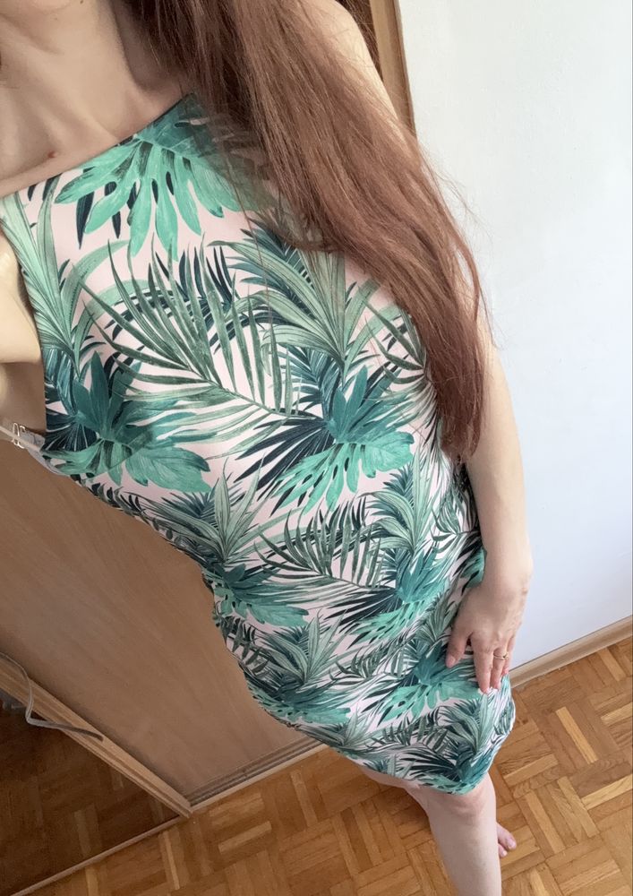 Piekna letnia sukienka 34 w liscie odkryte plecy